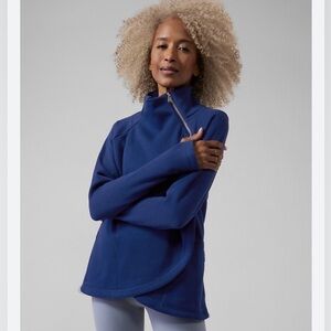 Athleta Cozy Karma Blue Asymmetrical Pullover Sweater